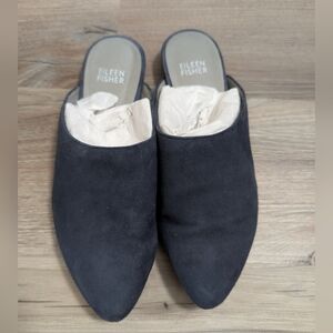 Eileen Fisher Navy Suede Mule Blog Clog, Size‎ 5.5, Professional
